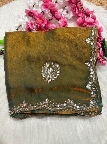 Fendi saree with diamond stone handwork