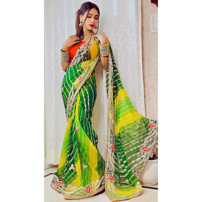 Lehriya saree with all over heavy gota