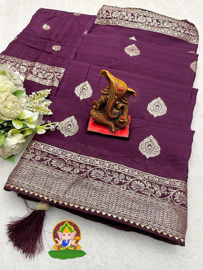 viscose Dolla Silk Saree with Zari work