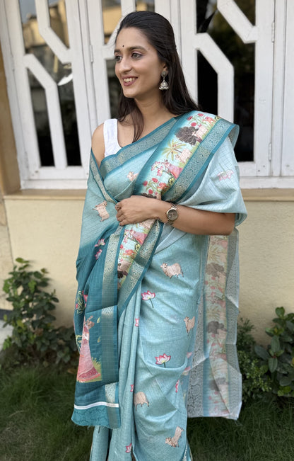 Silk saree flower design