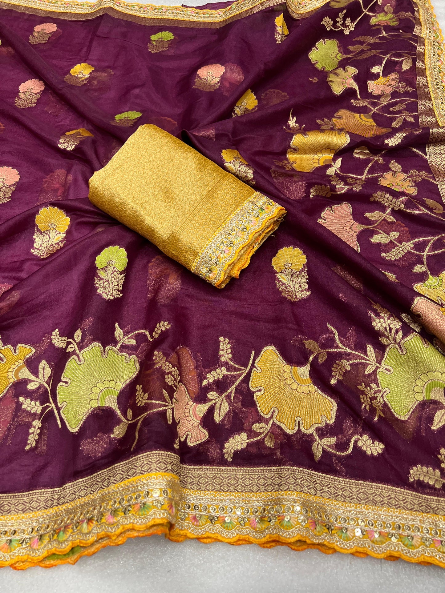 Pure Kora Glass Tissue silk saree