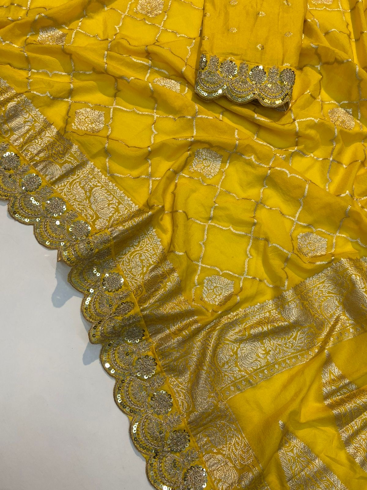 Crepe Khadi Silk Pattu Saree With Antique Zari