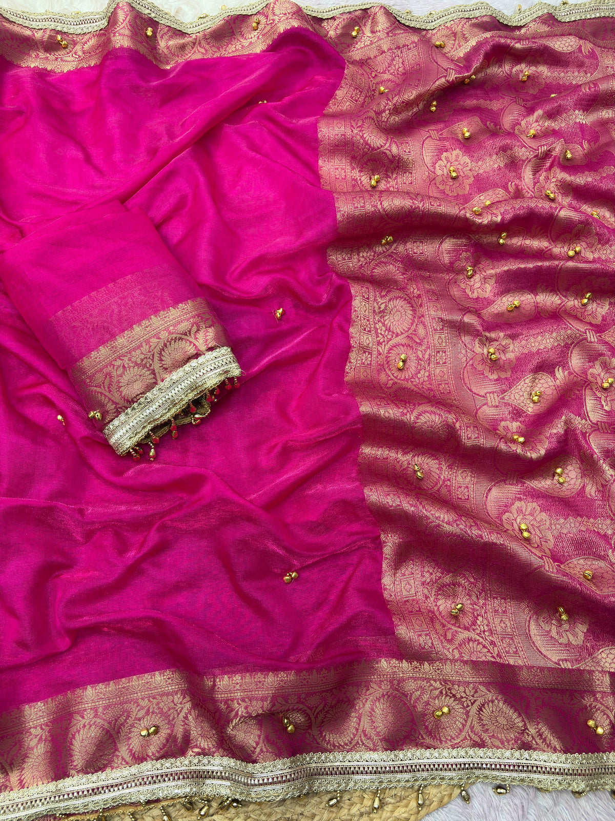 Ghunghroo Sattin chiffon silk saree