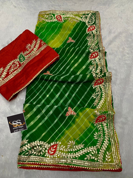 Lehriya saree with all over heavy gota