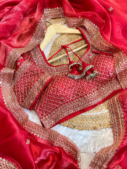 zimmy choo silk saree with stitched blouse