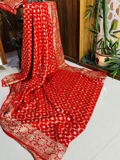 Pure Viscose Georgette Saree With Fancy Zari & Fancy Jacquard Border