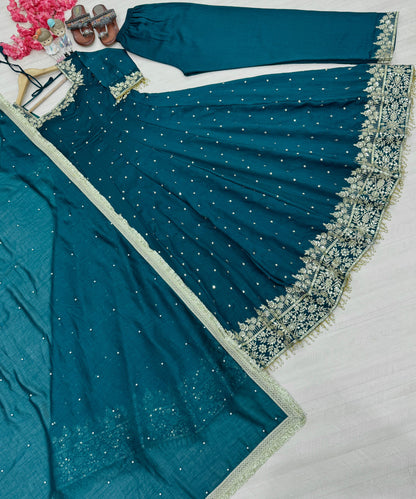 Vichitra Silk gown with dupatta