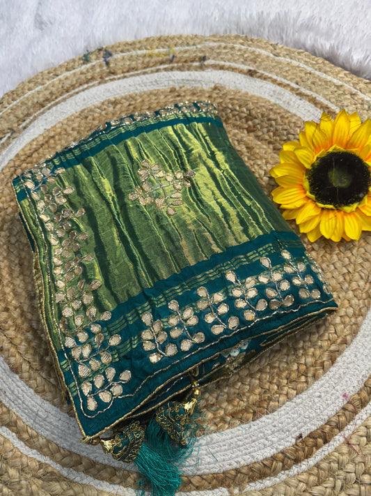 Gota Patti original hand work gaji silk lagdi Patta saree