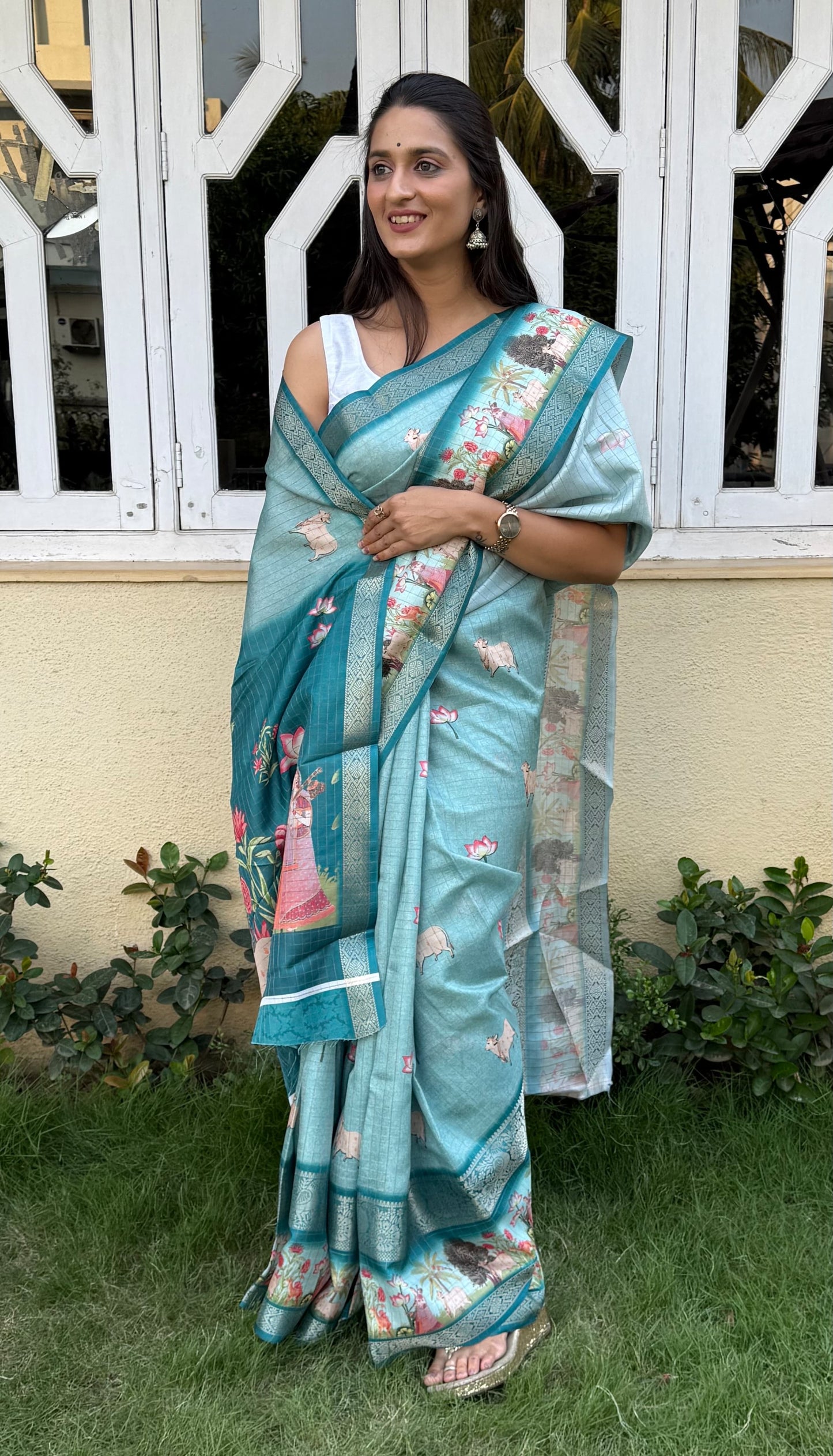 Silk saree flower design