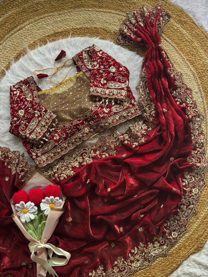 Fandy satin silk designer saree