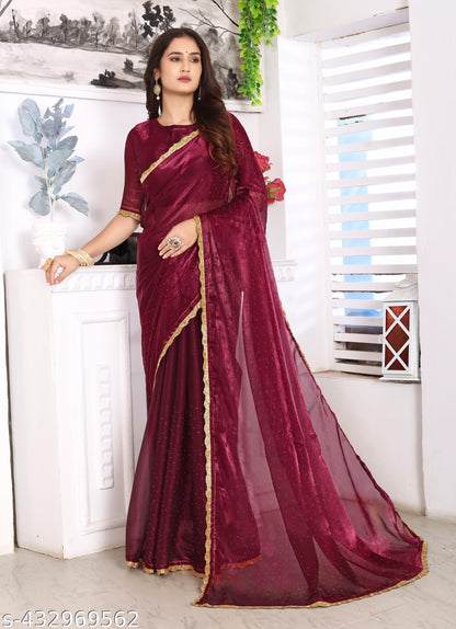 Zimmy Choo Silk Saree with Cutwork Border