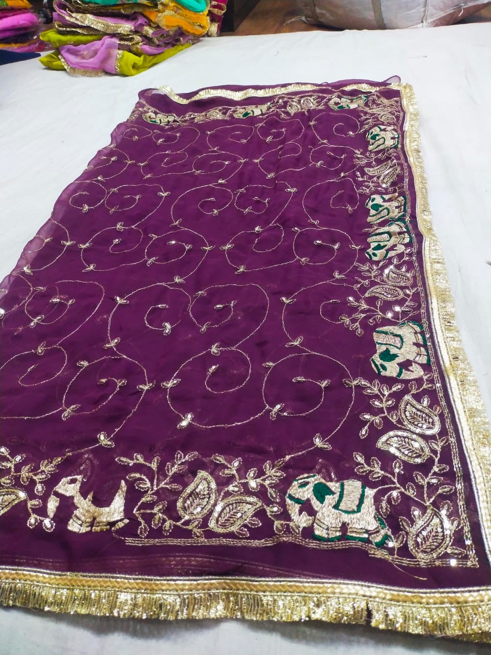 Georgette Kasab work saree