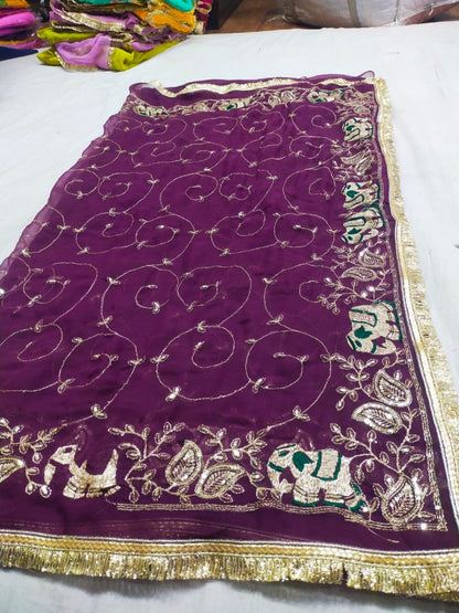 Georgette Kasab work saree