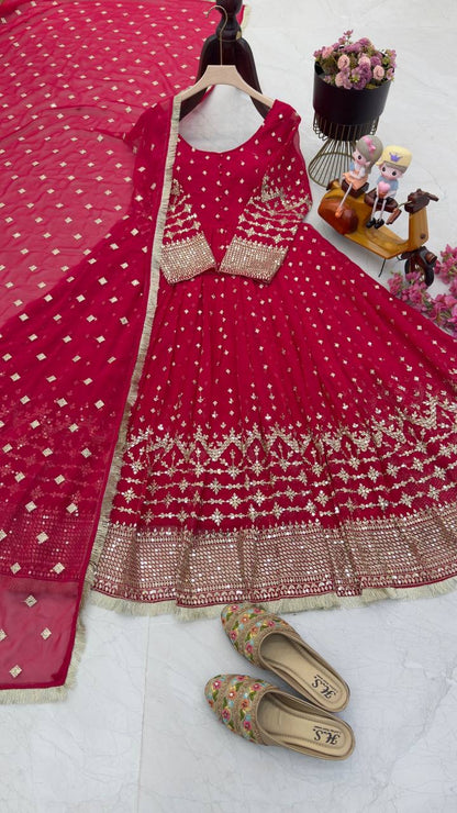 Georgette gown with dupatta