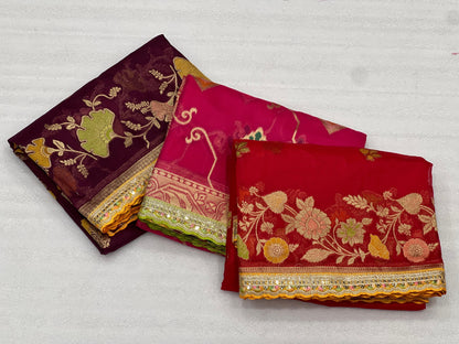 Pure Kora Glass Tissue silk saree