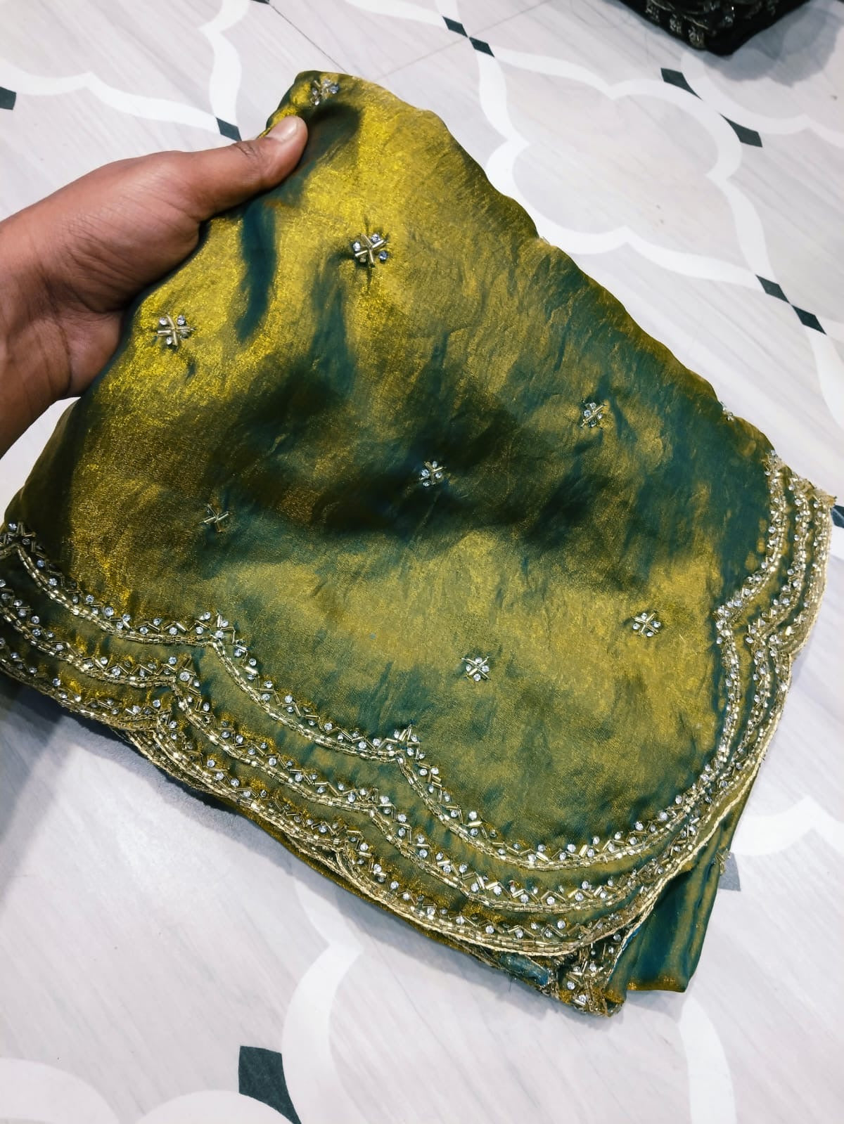 Fendi saree with diamond stone