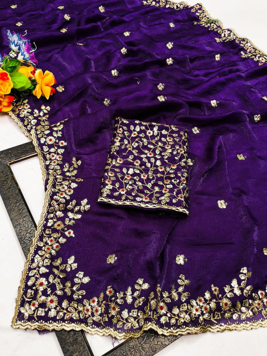 Fandy chiffon silk designer saree