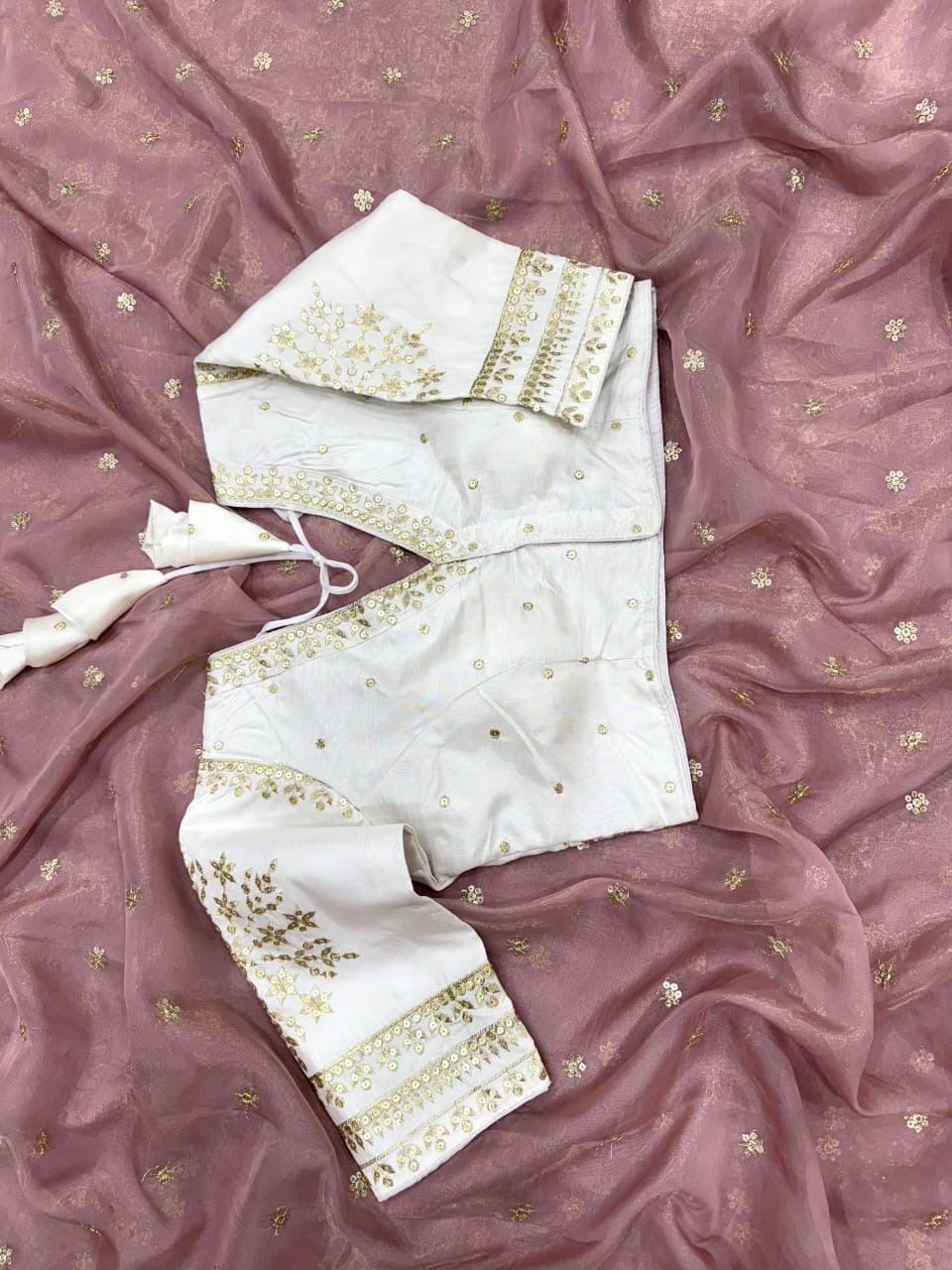 Sequins embroidery work saree