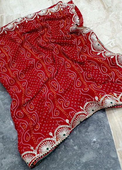 Bandhini saree in gotta patti work
