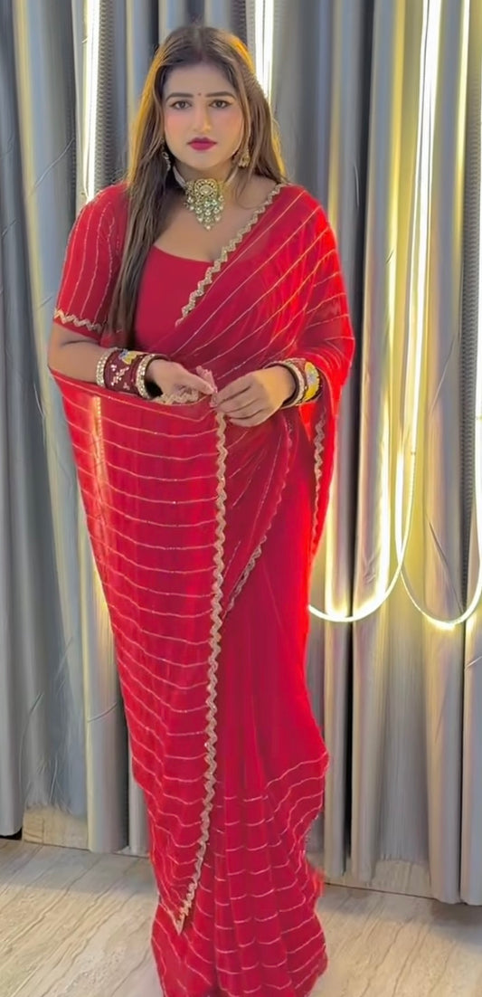 Georgete hand work saree