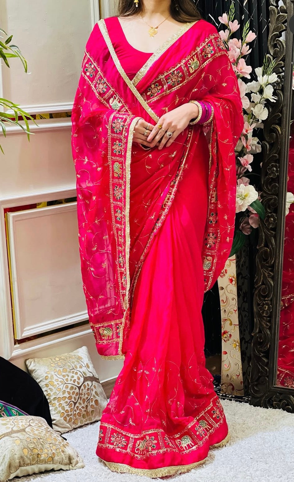 Georgette Kasab work saree