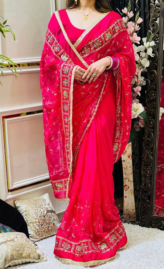 Georgette Kasab work saree