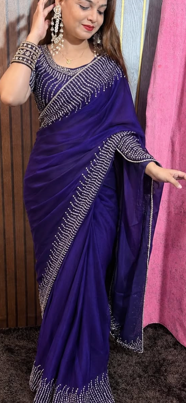 Fendi saree with diamond stone