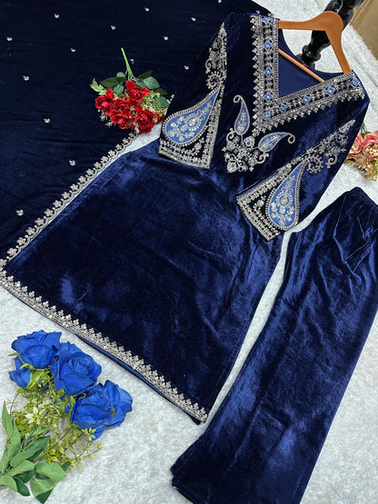 TOP AND PLAZO WITH FANCY DUPPATA AND EMBROIDERY WORK