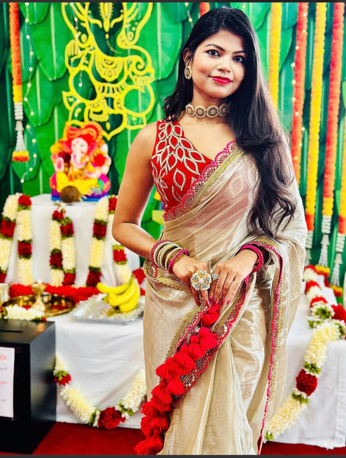 Golden Tissue Soft saree