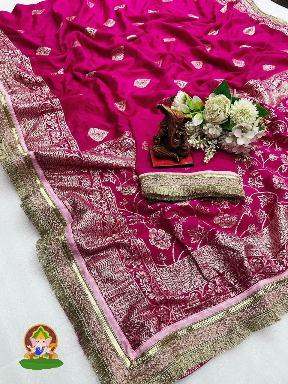 Viscose Dolla Silk Saree with zari lace border