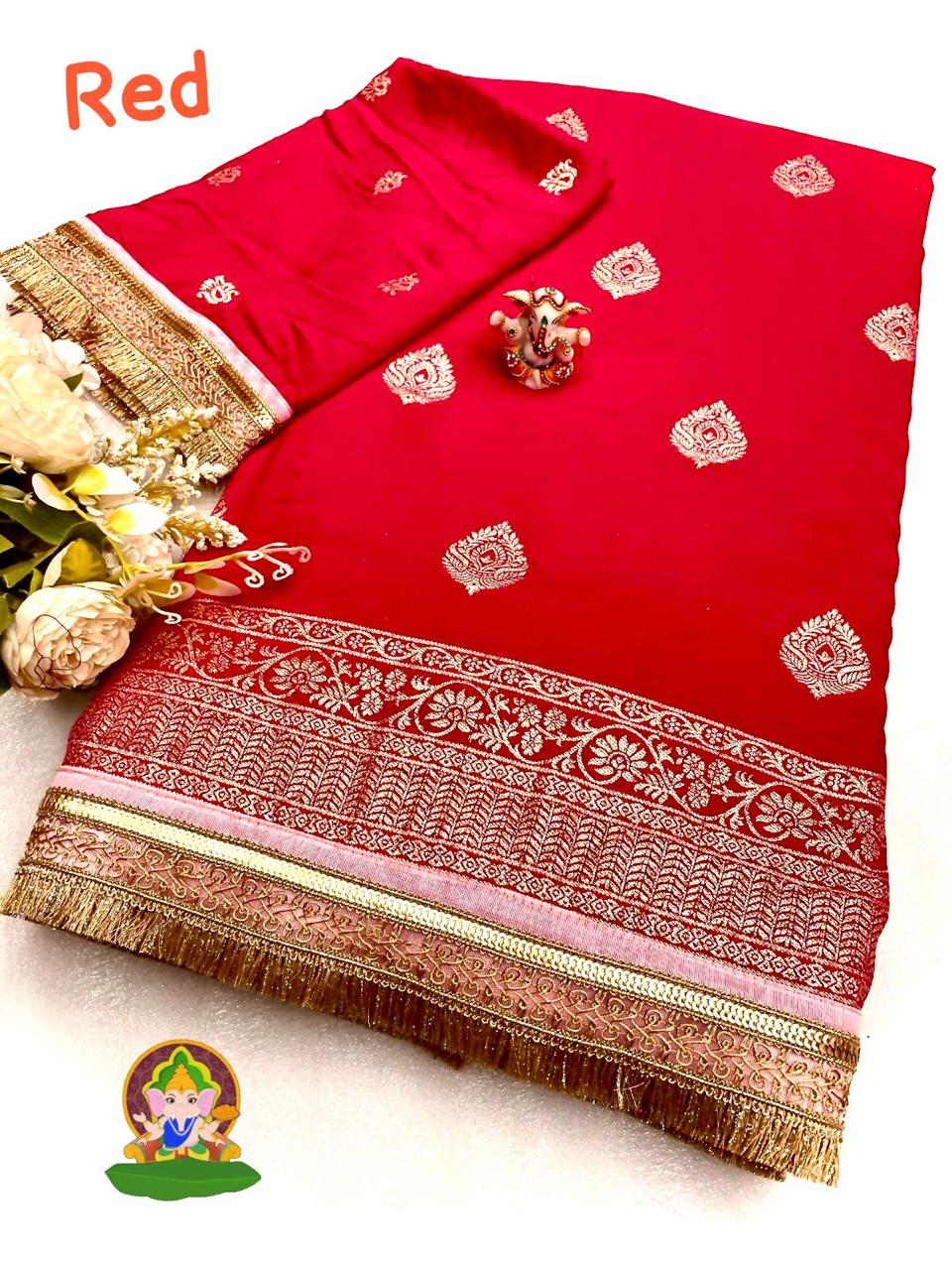 Viscose Dolla Silk Saree with zari lace border