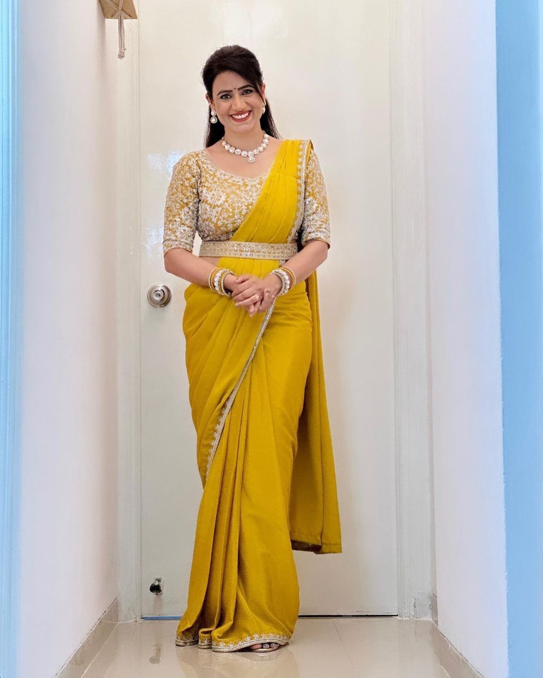 Ready to wear embroidery saree with belt