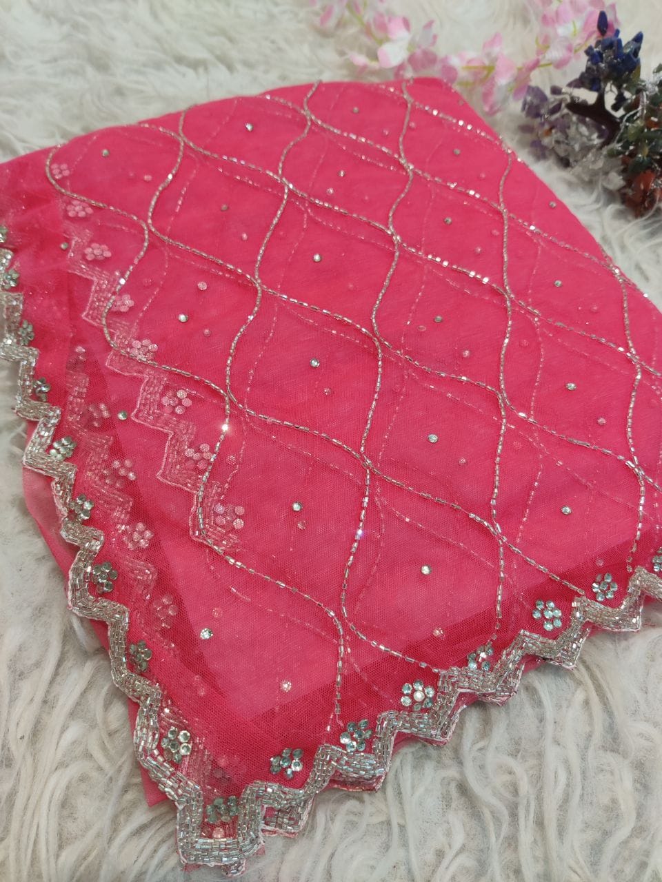 Designer net handwork saree