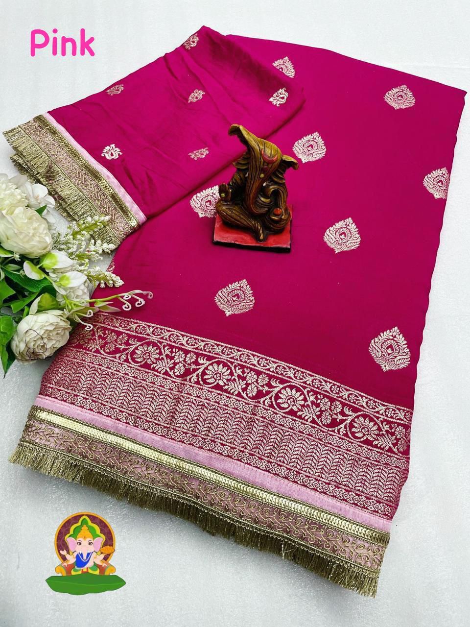 Viscose Dolla Silk Saree with zari lace border