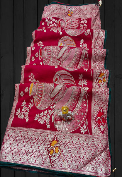 Dola Silk with sirowski work
