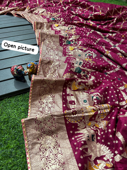 Dola fabric with beautiful meenakari zari