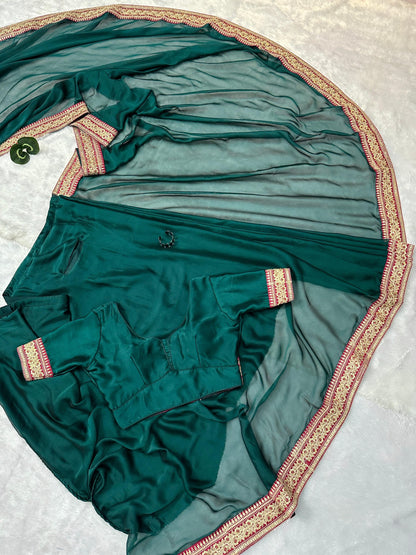 RANGOLI FABRIC READY TO WEAR POCKET SAREE WITH LACE BORDER
