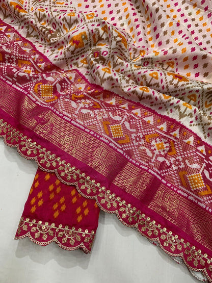 Dola silk kalamkari print saree