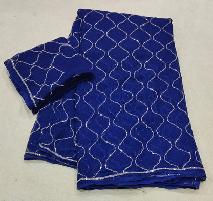 Chiffon saree with jaal handwork