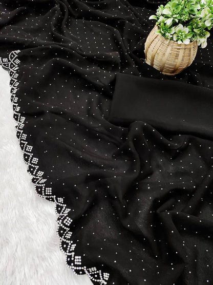 Black Saree with handwork