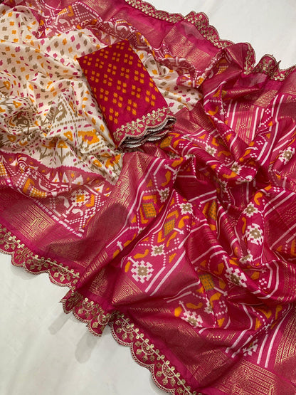 Dola silk kalamkari print saree