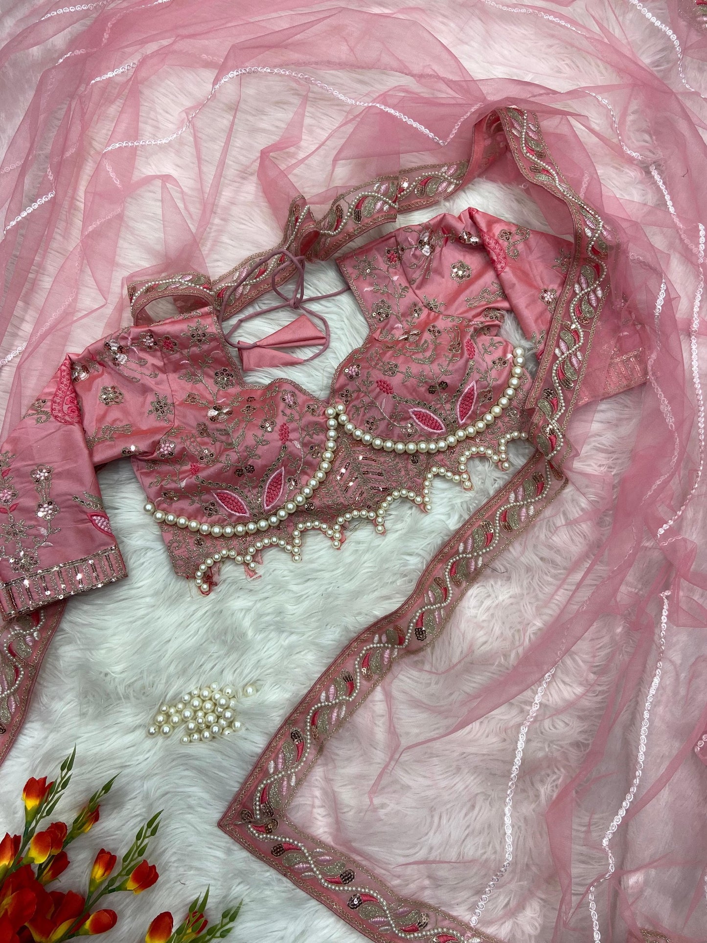 Premium Net Embellished With Beautiful Embroidery,Dori And Sequins