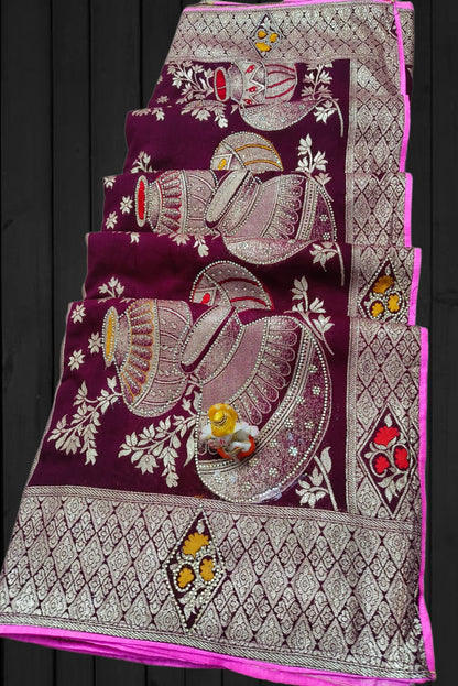 Dola Silk with sirowski work