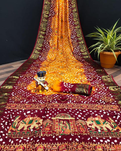 Art Silk Dolly Work Bandhej