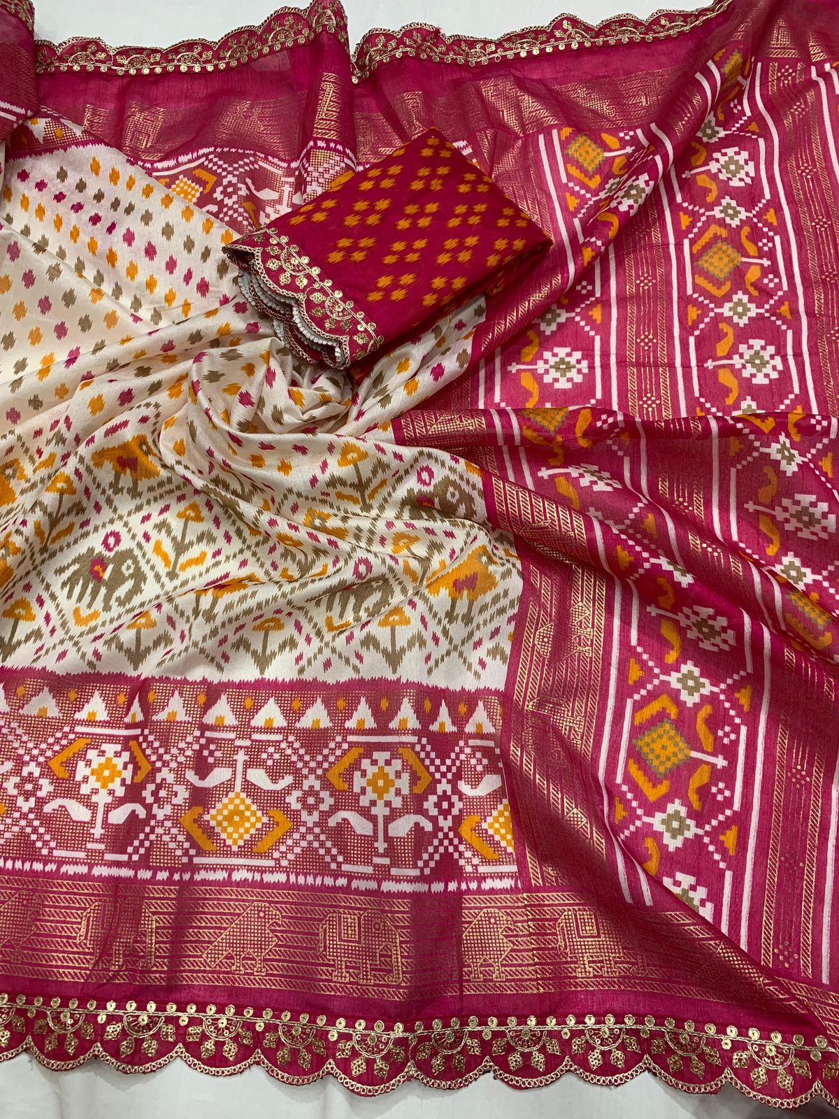 Dola silk kalamkari print saree