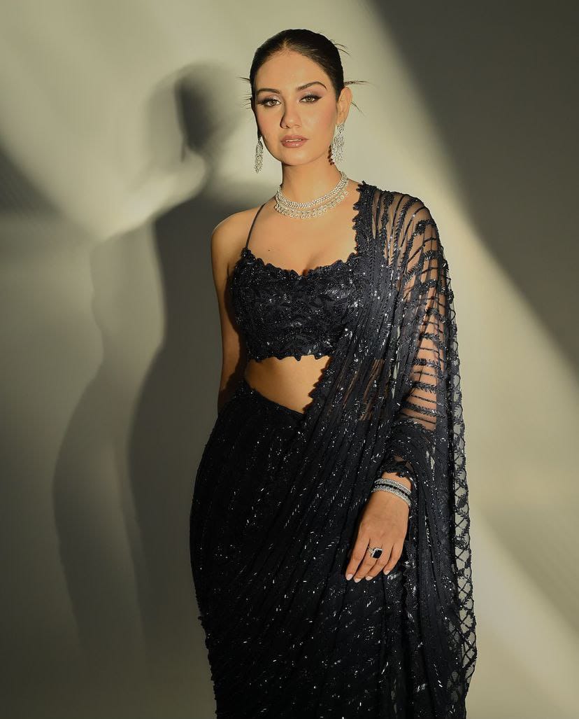 Black heavy quality net saree