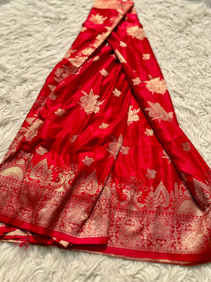 Banarsi satan crape mashru silk saree