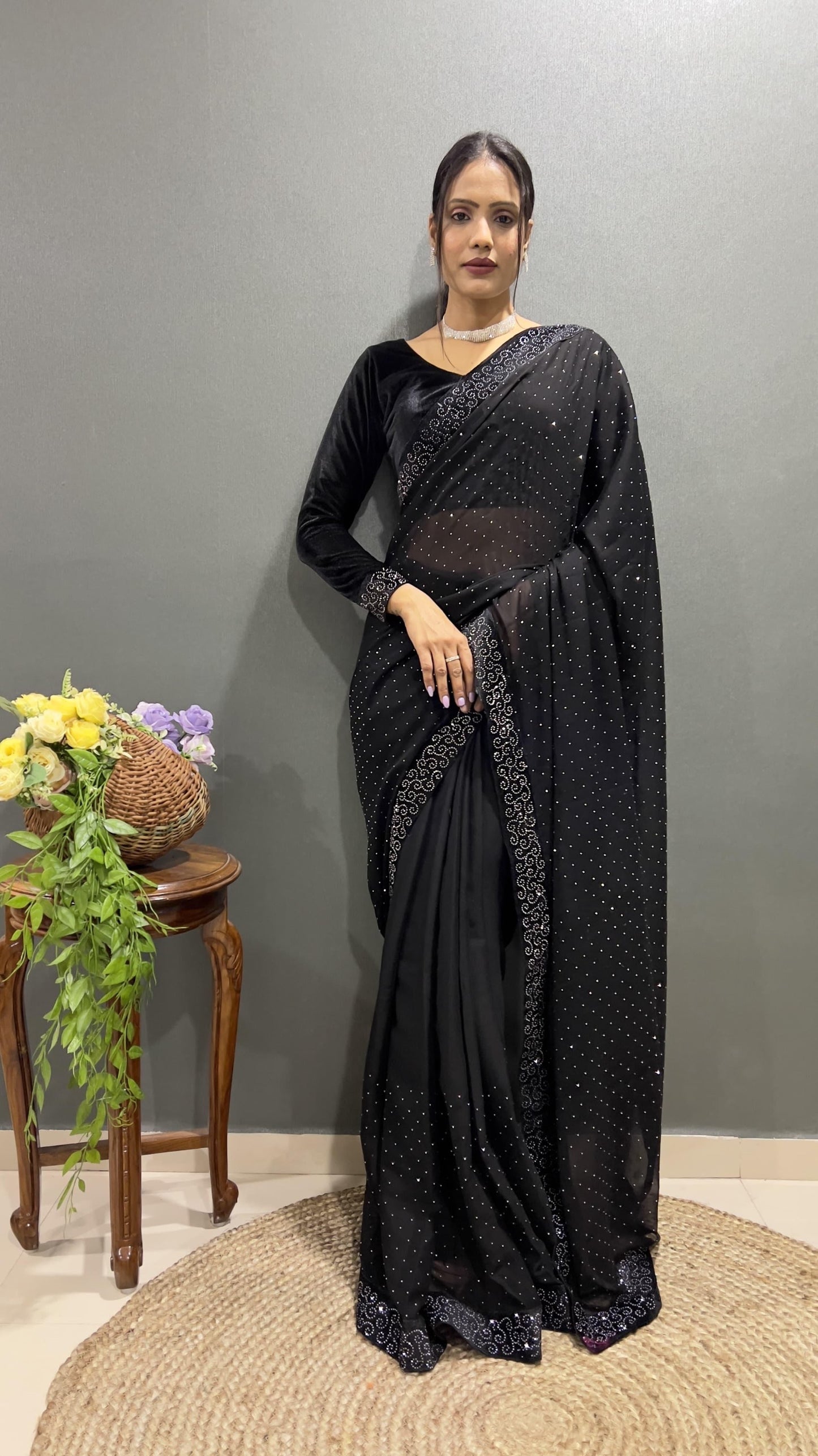 Ready to wear saree with swaroski work