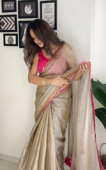Golden Tissue Soft saree