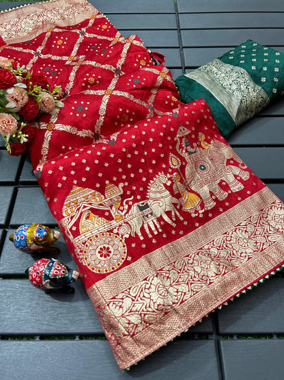 Dola fabric with beautiful meenakari zari